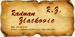 Radman Zlatković vizit kartica